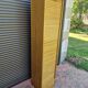 Large vintage 70s wooden curtain filing cabinet