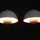 Iconic pair of VP1 white enamel flowerpot lamps  - Verner Panton - 100 % original - Louis Poulsen