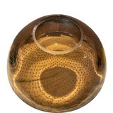 Smoked glass cup with decoration of bubbles arranged in a spiral. Probably from the 60s/80s.