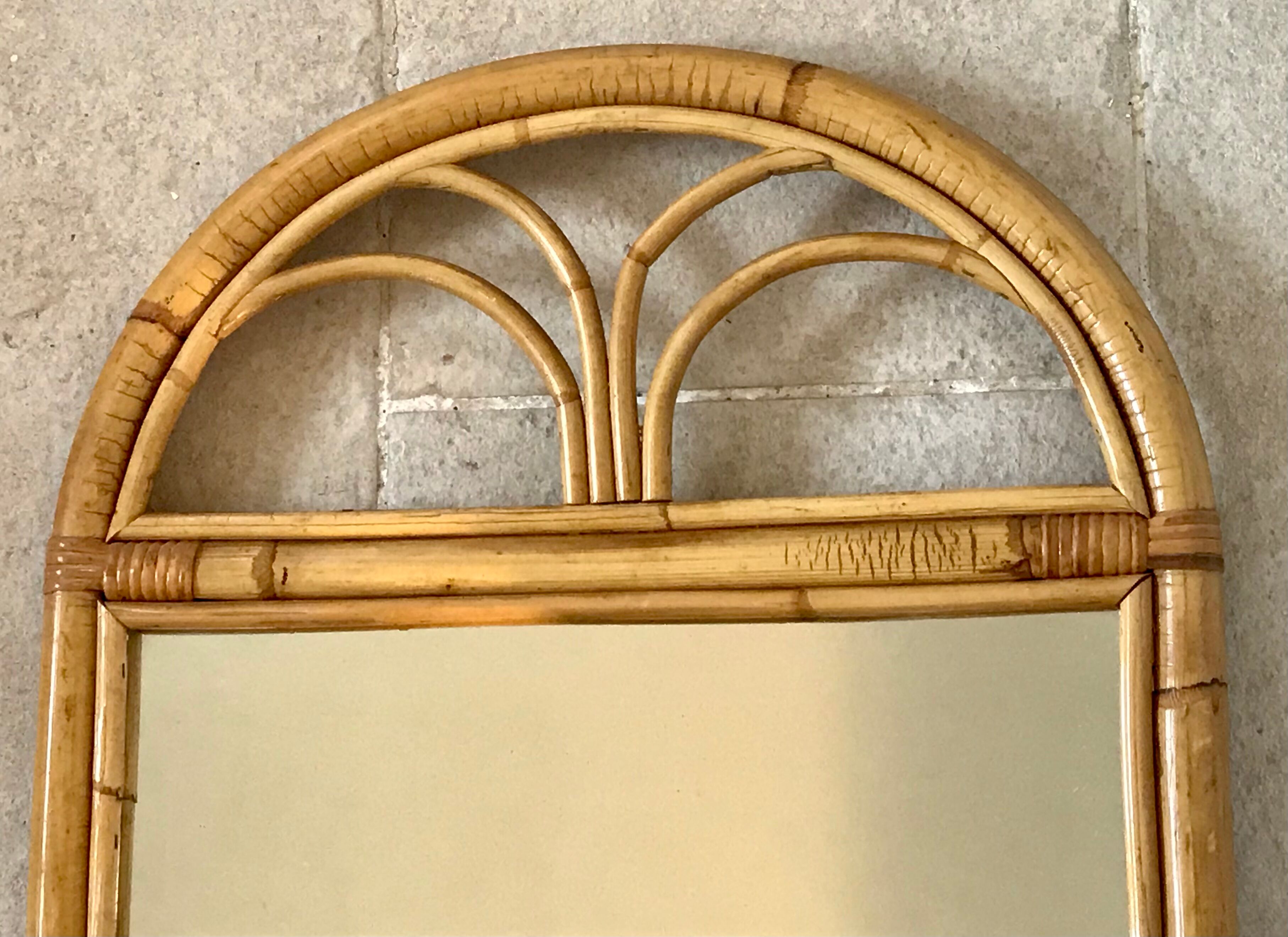 Vintage rattan mirror 82x45cm