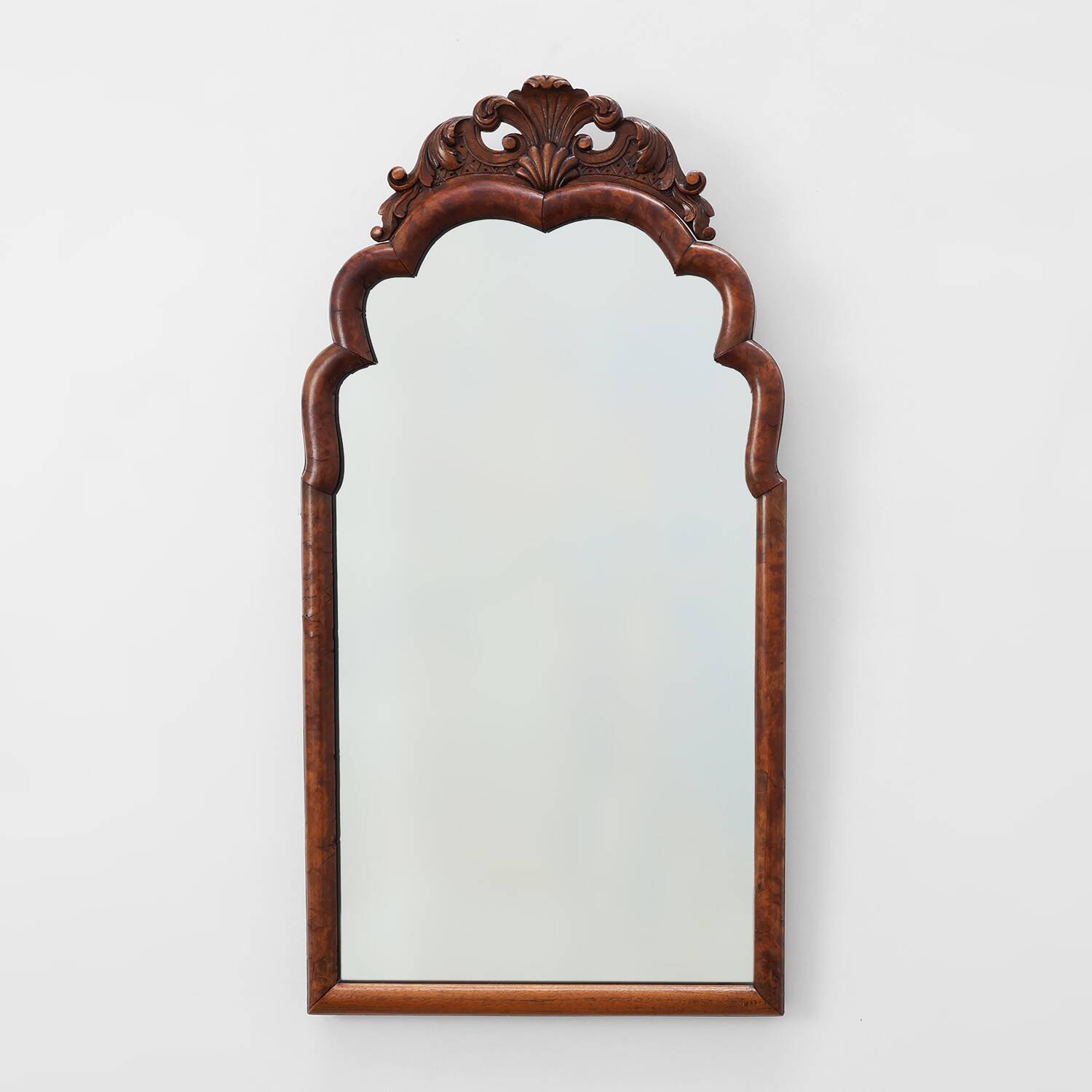 Louis XV style scalloped root veneer mirror, France late 19th century