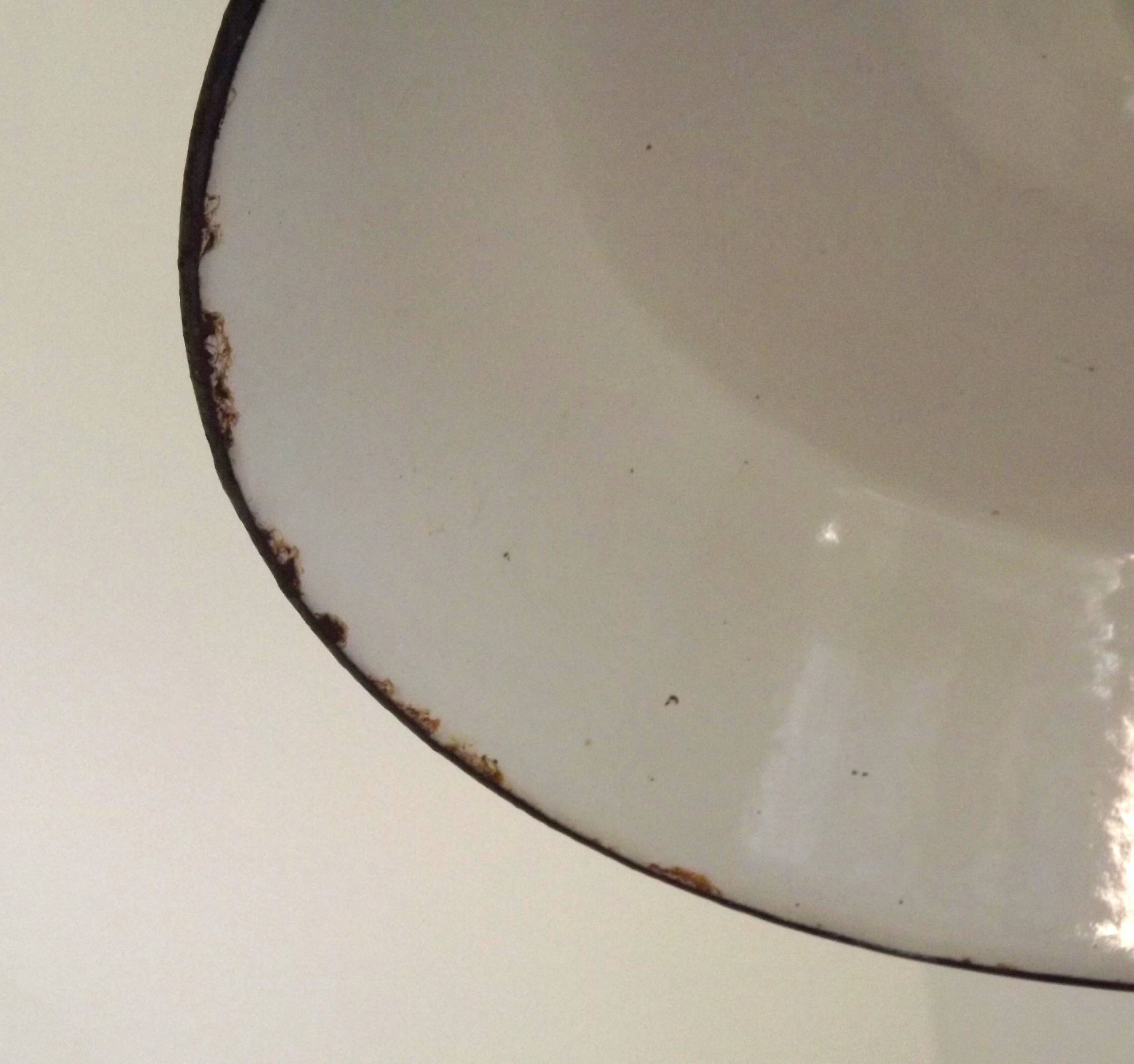 French Vintage 1950s Industrial Light In Black Metal White Enamal & Brass