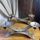 Brutalist wrought iron candlestick pair