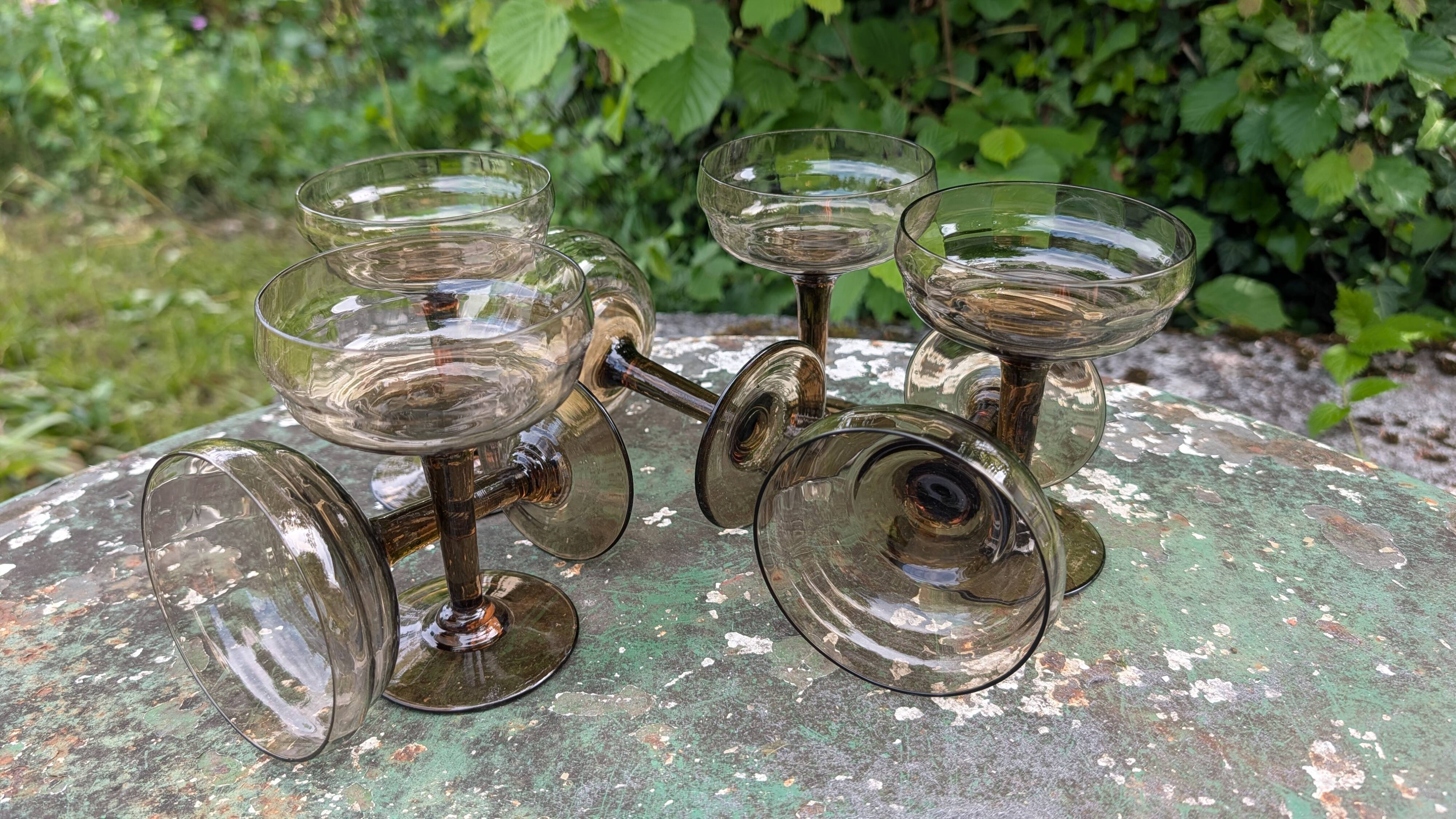 Vintage smoked glass coupes from the 1970s.