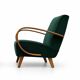 Fauteuil en bois courbé Jindrich Halabala de 1930 en velours vert émeraude