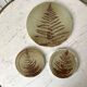 Ceramic trifle and coaster set / stoneware pottery signed 70s