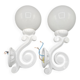 Pair of white enameled cast iron wall sconces, mid-20th century