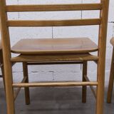 Danish ensemble transformable table 114 cm / 154 + 4 modernist chairs from the 1970s