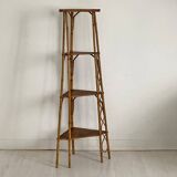 Small vintage rattan corner shelf 60's