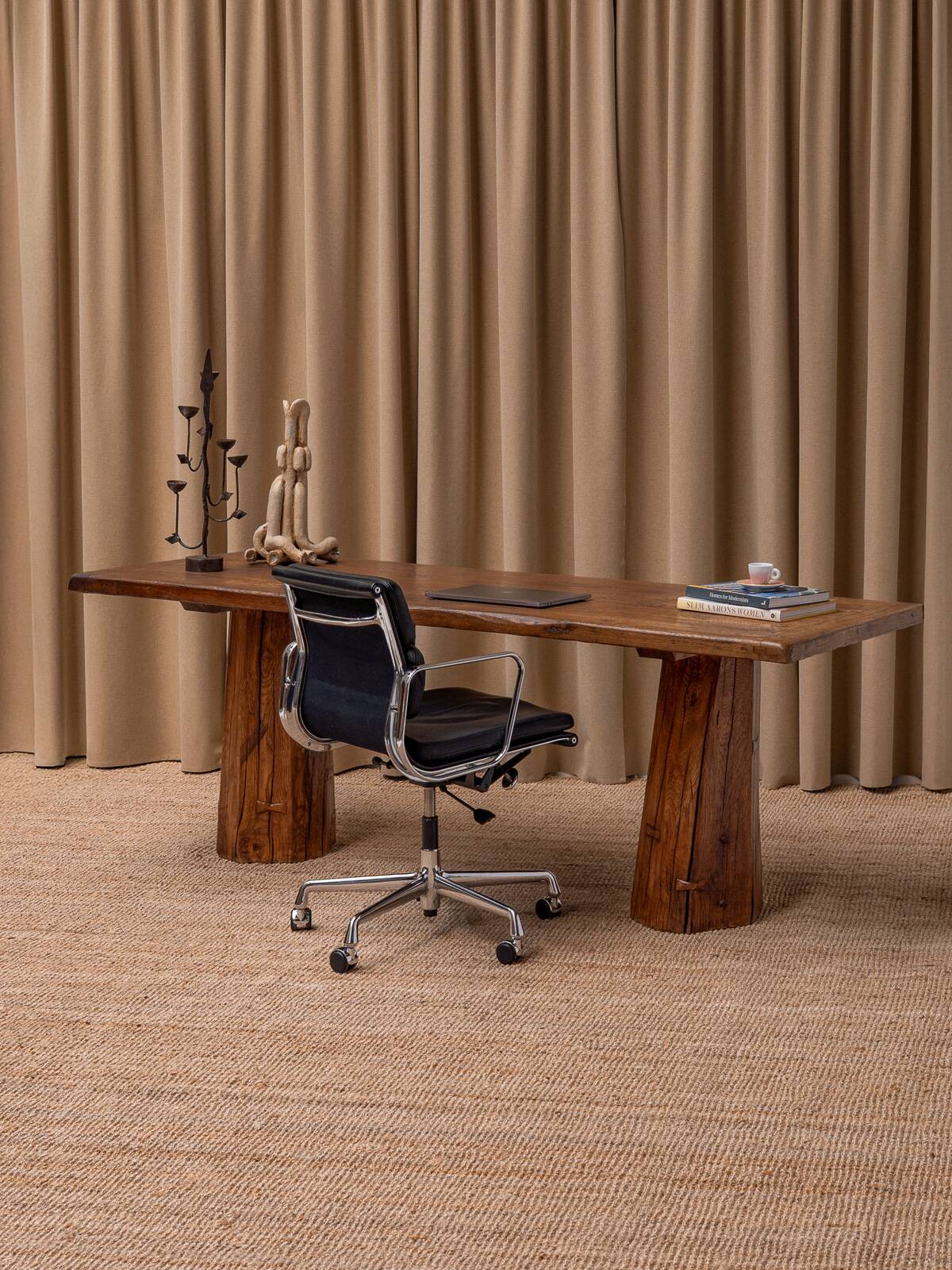 Sculptural Solid Oak Desk