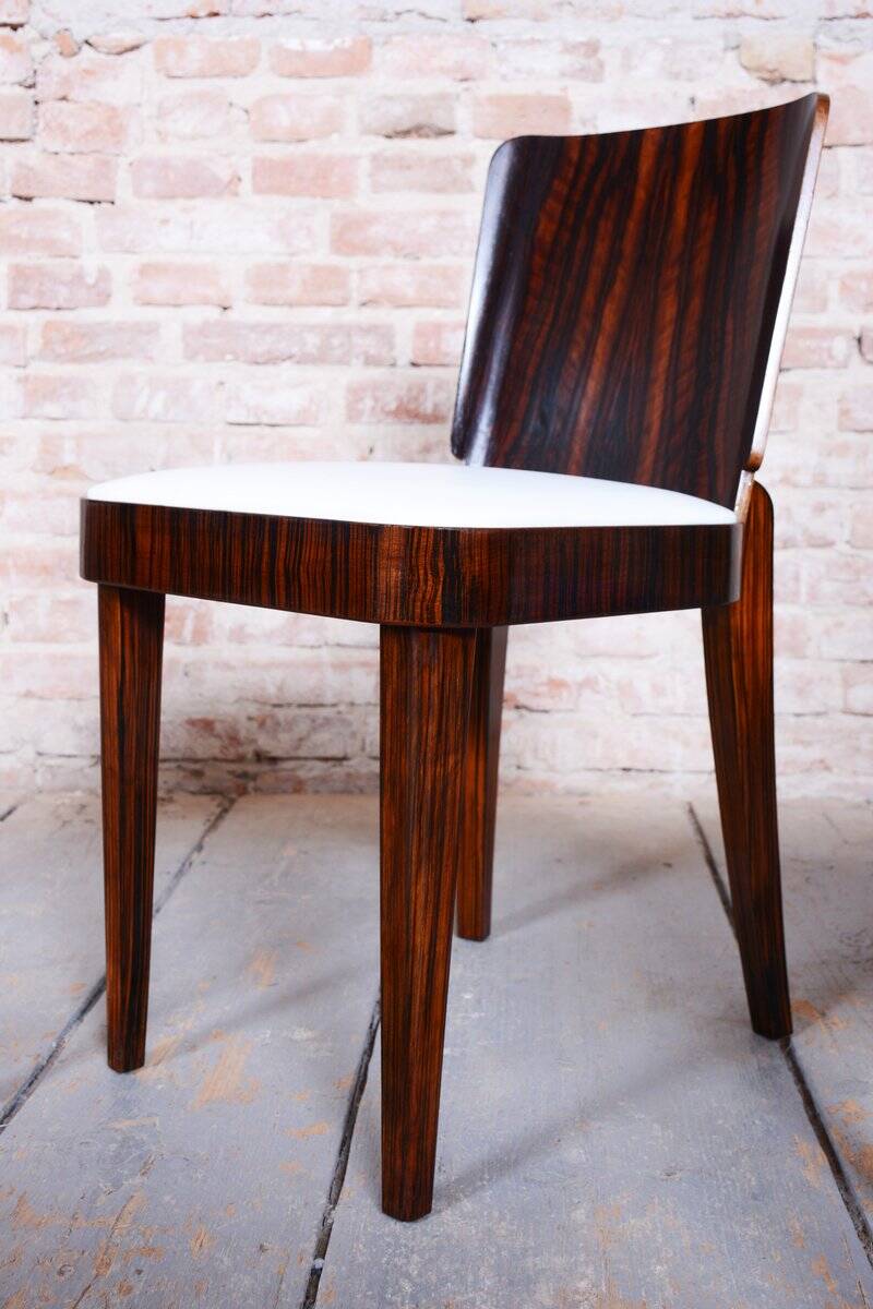 Art Deco Dining Set in Macassar and Leather by Oldřich Liška, Czech, 1920s, Set of 5