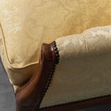 Coppia di poltrone stile luigi filippo legno tessuto giallo xix