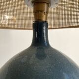 Blue enameled ceramic lamp by Roland Zobel, Les Cyclades workshop