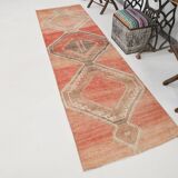 3x10 Peach Red Soft Vintage Turkish Runner Rug, 86x303Cm SK 20297