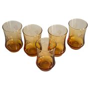 Set of five small yellow glasses from the mid-century, Europe, 1960s.