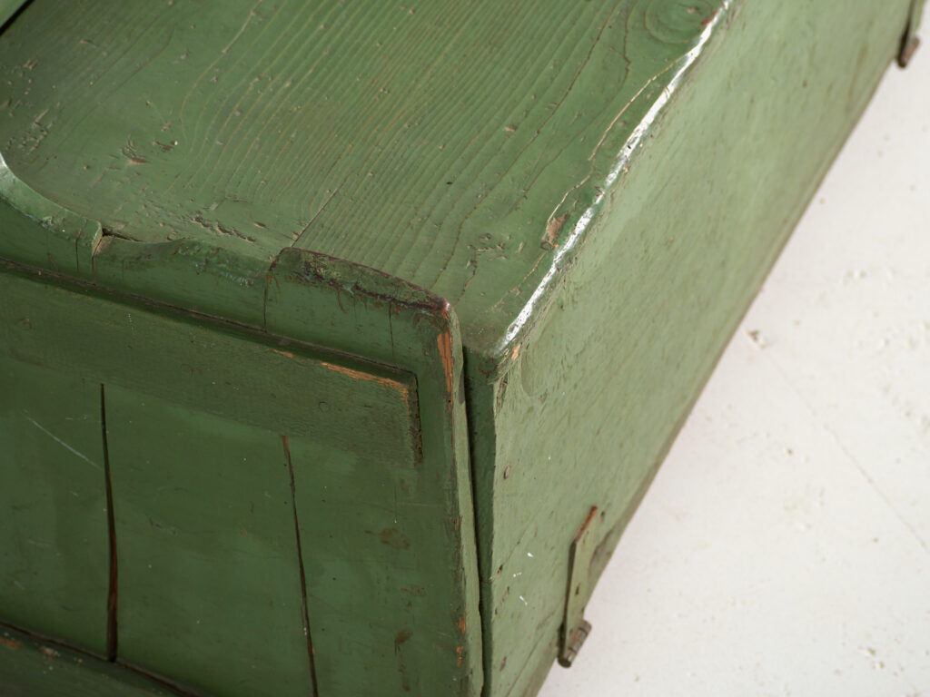Antique painted pine bank safe – Central Europe, around 1900