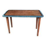 Table d'appoint pliante en bois et rotin 1960