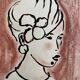 Signed painting in Indian ink and pastel, female portrait “study with a curl”