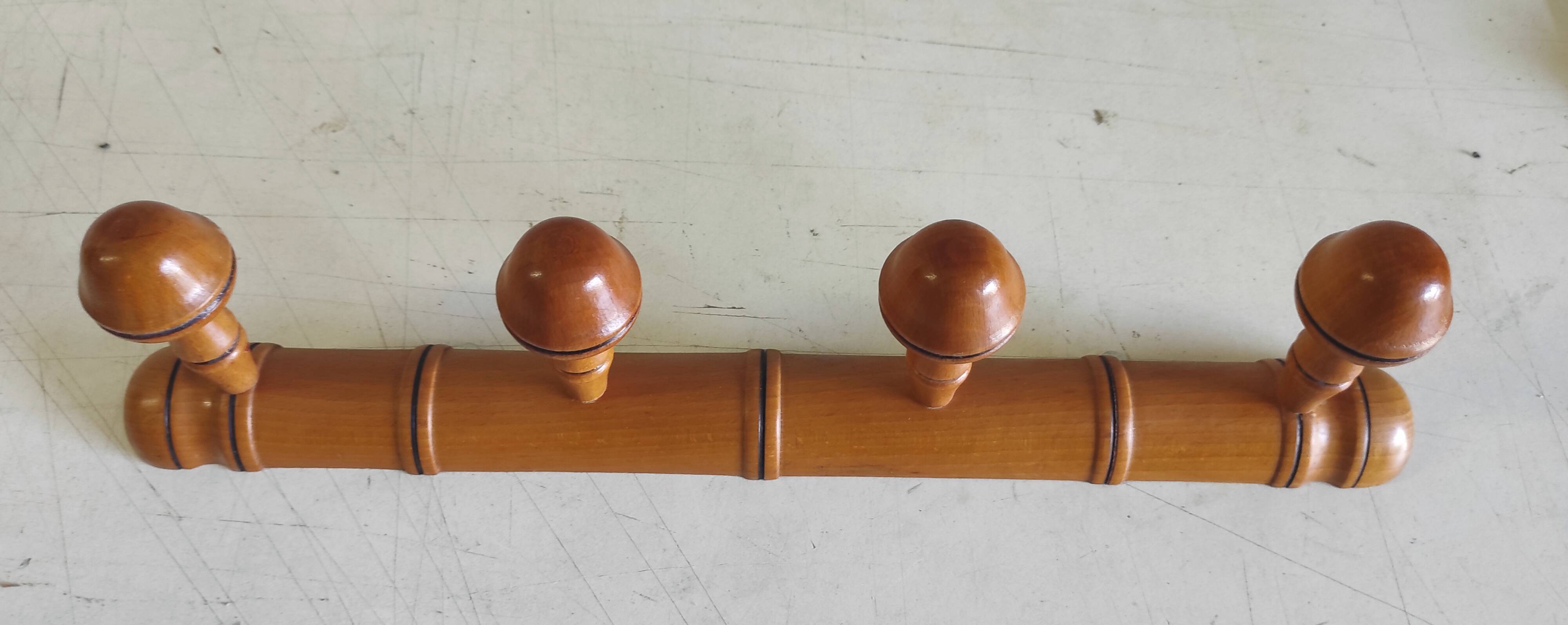 Solid wood coat rack turned in a bamboo style - mid 20th century.