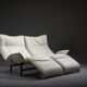 Canapé inclinable vintage Cassina Veranda en cuir crème, années 1980