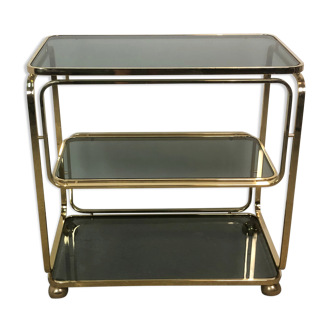 Rolling table in gilded metal Italian design 80