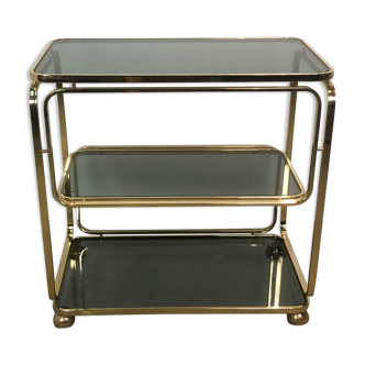 Table roulante en métal doré design italien 80