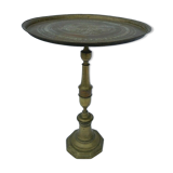 ORIENTAL GUERIDON IN BRONZE AND BRASS XIX EME GRAVEL PLATEAU BEAUTIFUL PATINA