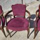 Lot de 4 fauteuils bridge 1950 en tissu mauve
