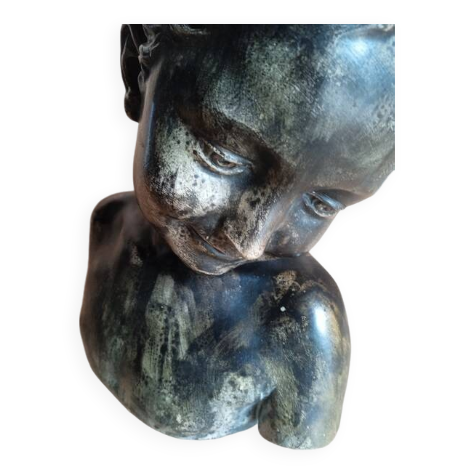 JBPigalle bust La Rieuse plaster signed