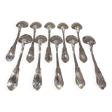 10 cuilleres a cafe metal argente orfevre PG styleart nouveau fleurs