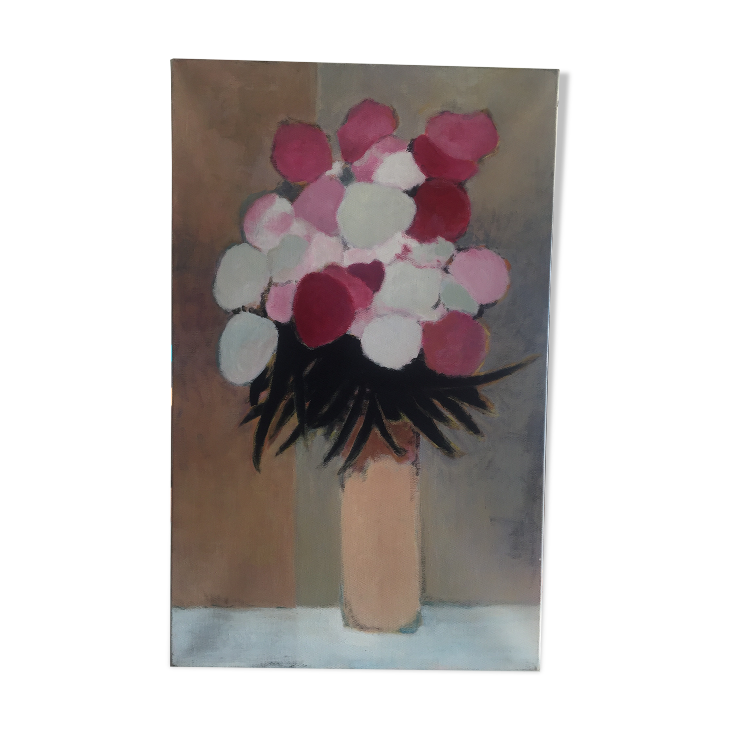 Beautiful bouquet of flowers on canvas