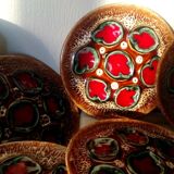 6 assiettes a huitres en barbotine sarreguemines ou vallauris vintage