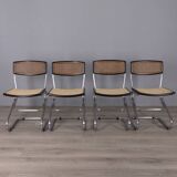 Set of 4 vintage 1960s metal and vienna straw chairs by italian design
