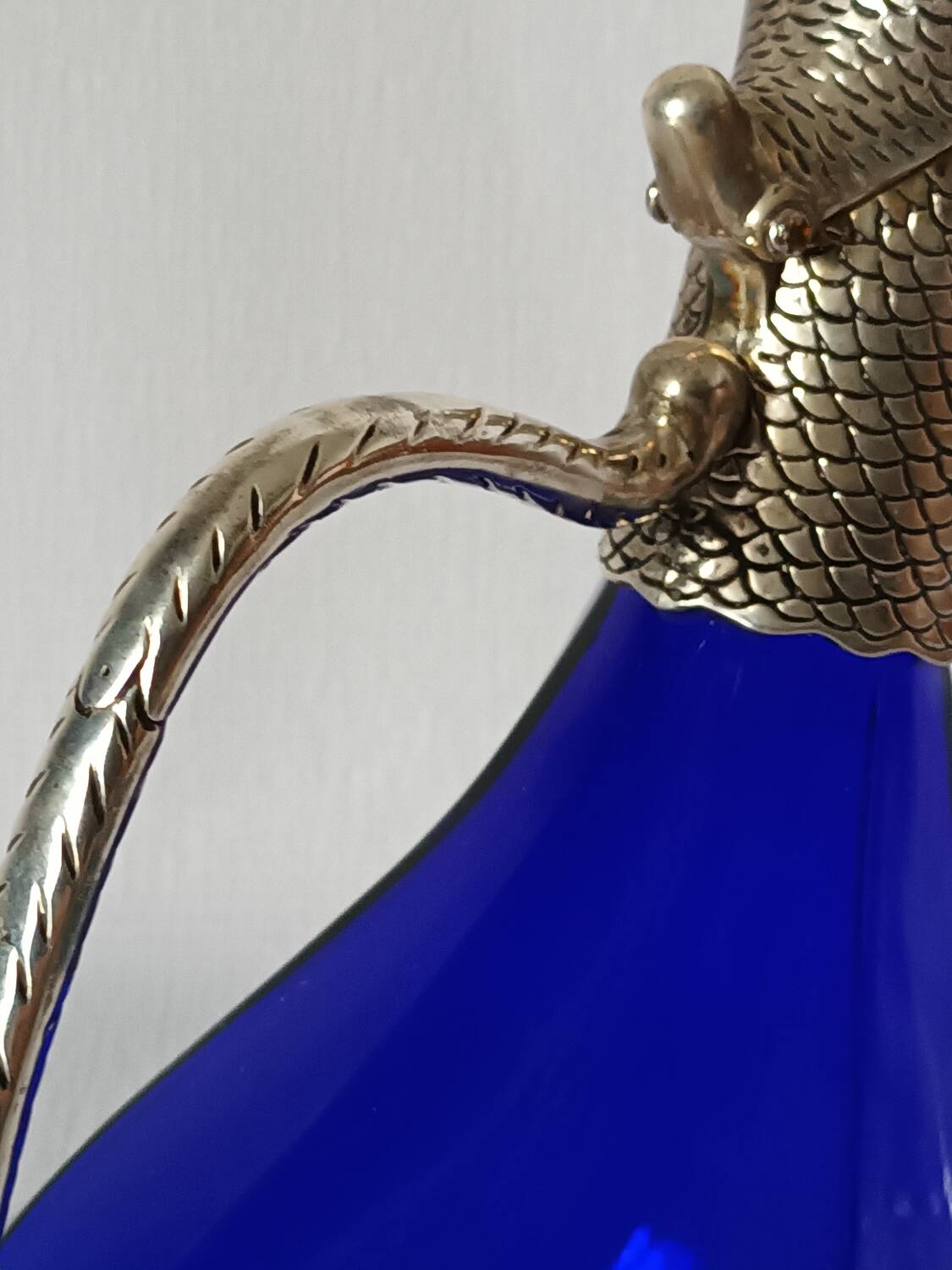 Vintage glass and silver-plated zoomorphic carafe