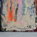 Abstract painting on canvas, dripping on figurative background, circa 1970.