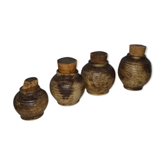 series of 4 ceramic pot Biot pottery 50s 60s