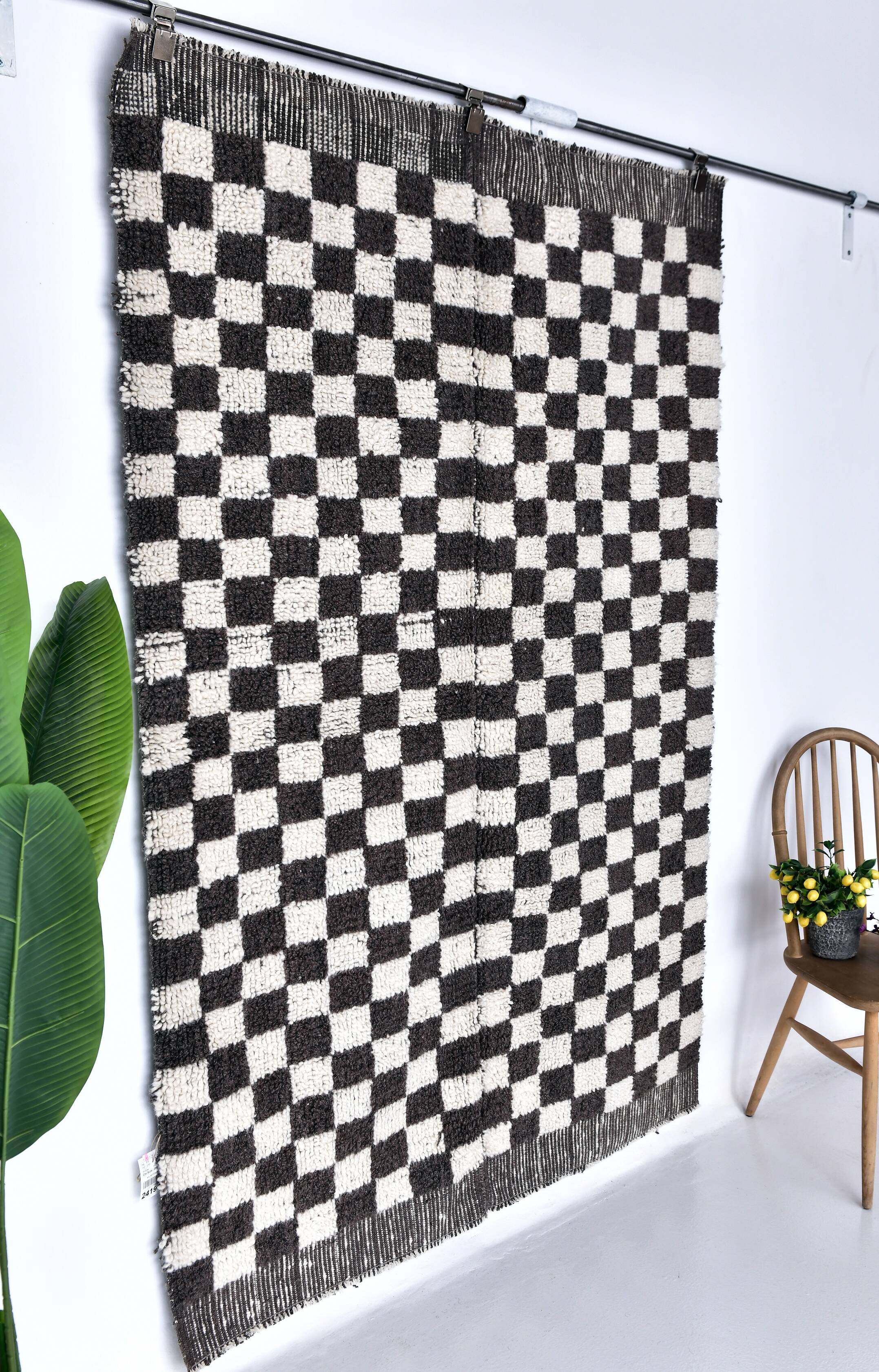 4x7 Checkered Moroccan Vintage Rug 138x208Cm SK 241966