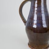 Beautiful blue-brown ceramic pitcher signed under the base