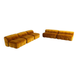 Cini Boeri for Arflex Modular Strips Sofa in Ocre velvet, Italy 1968
