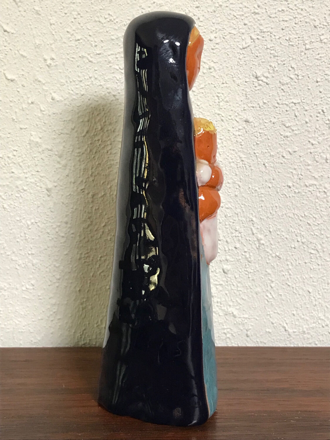 Virgin child statuette glazed terracotta