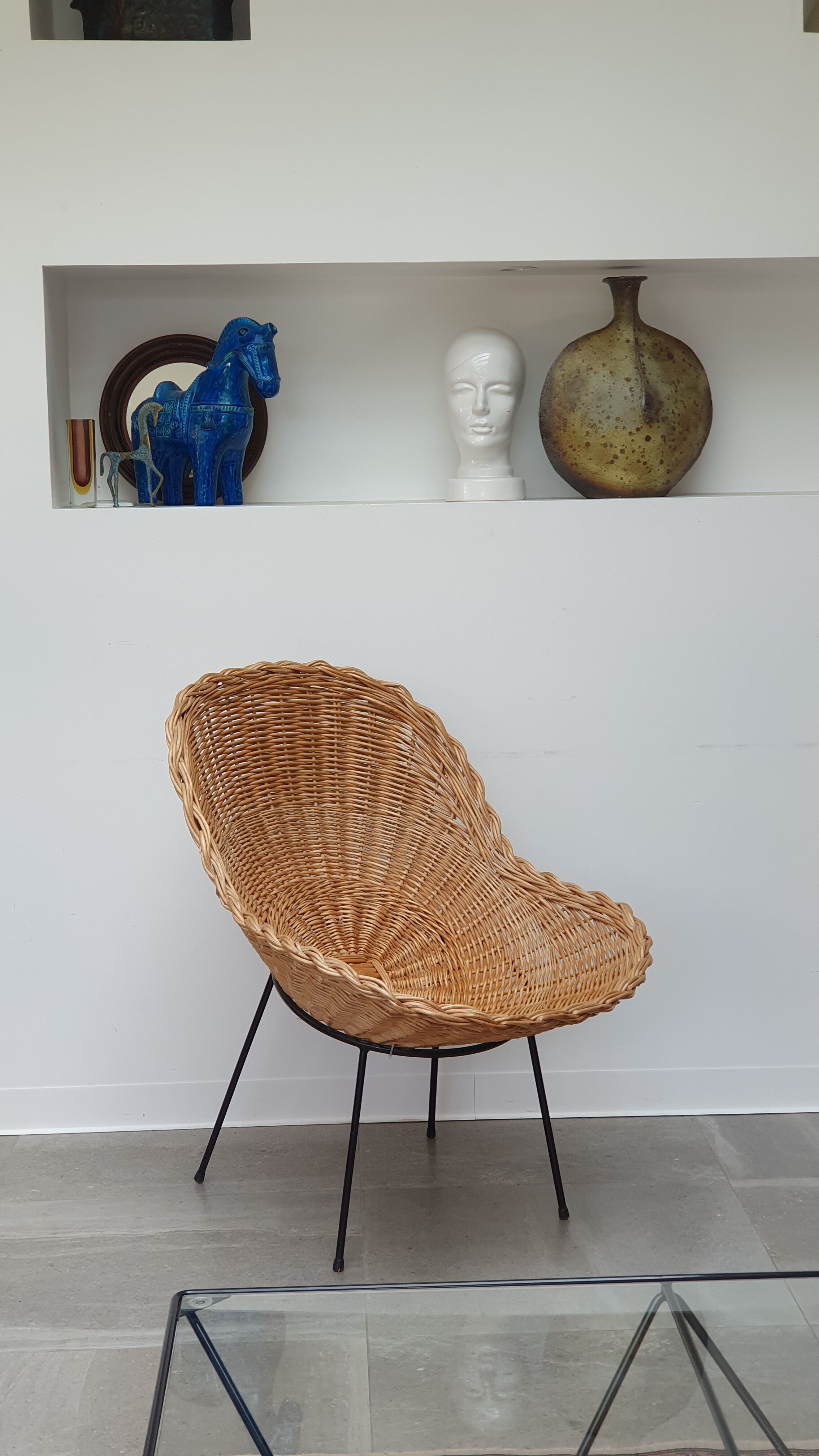 Pair of rattan basket chairs