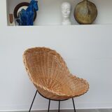 Paire de fauteuils corbeilles en rotin