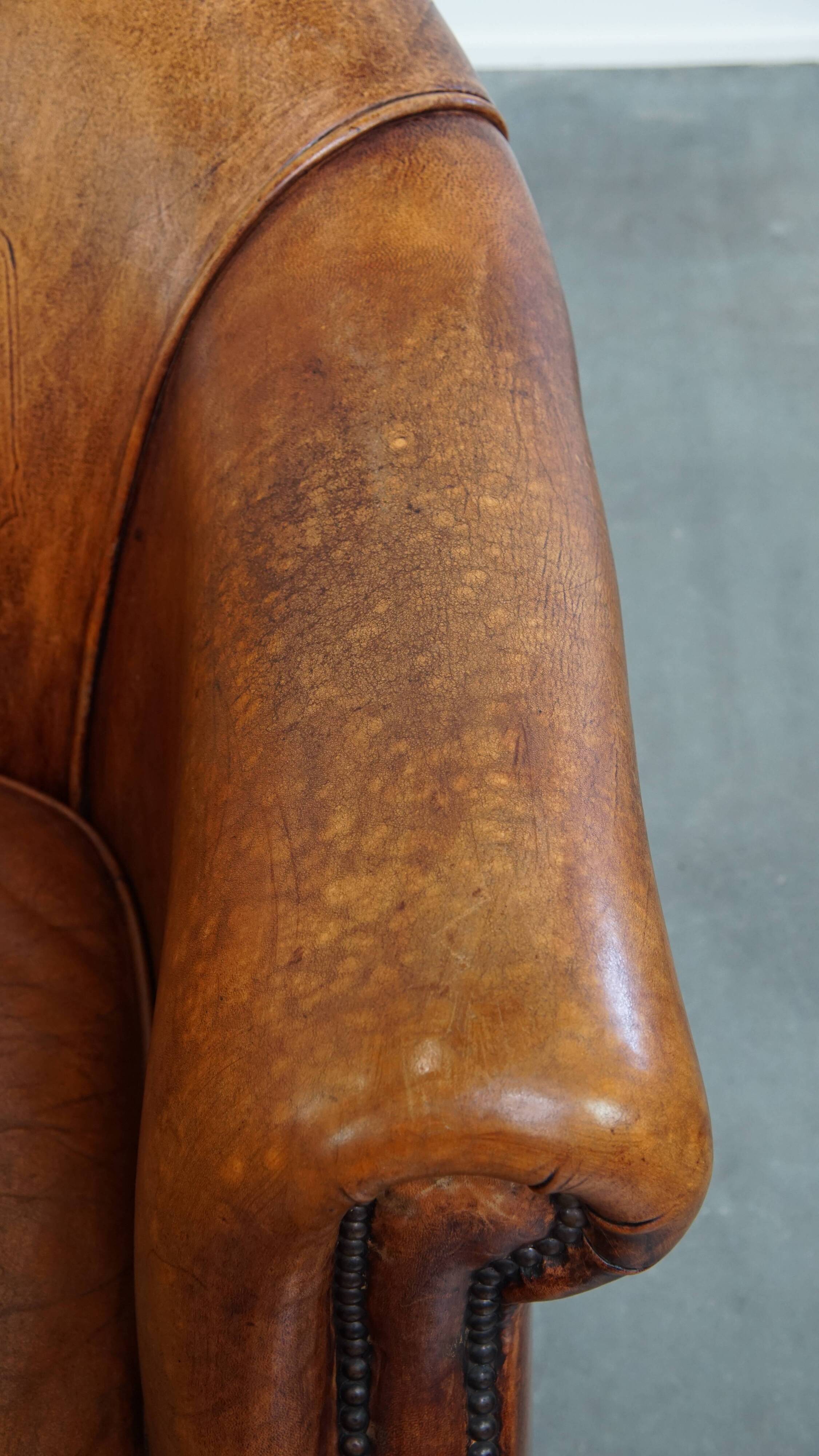 Sheepskin leather club chair
