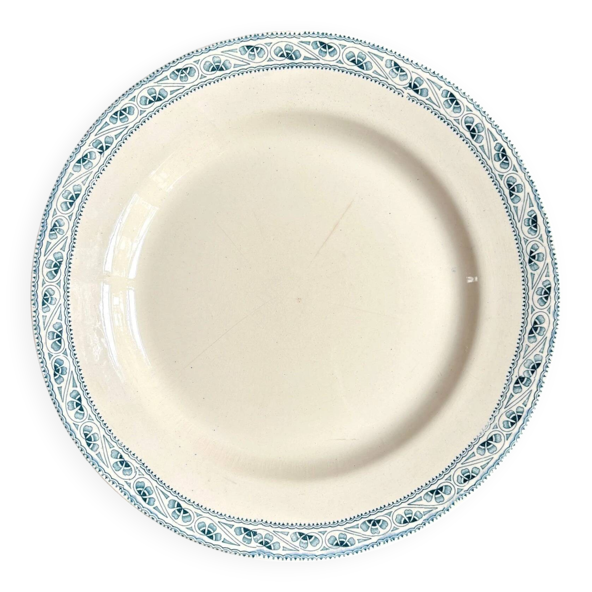 Boulenger & Cie round dish in blue ironstone, "Champigny" service