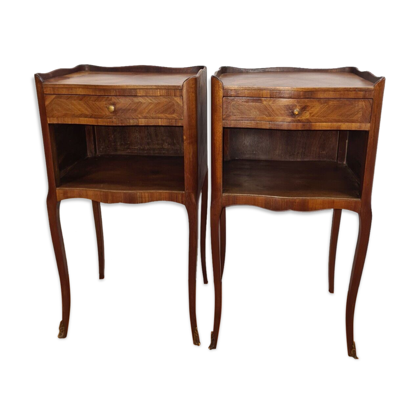 Pair of bedside tables in marquetry