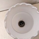 Vintage opaline lampshade chrome duck 2-arm chandelier