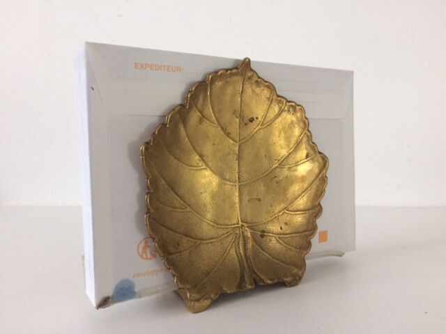 Mail holder, solid brass leaf 1970