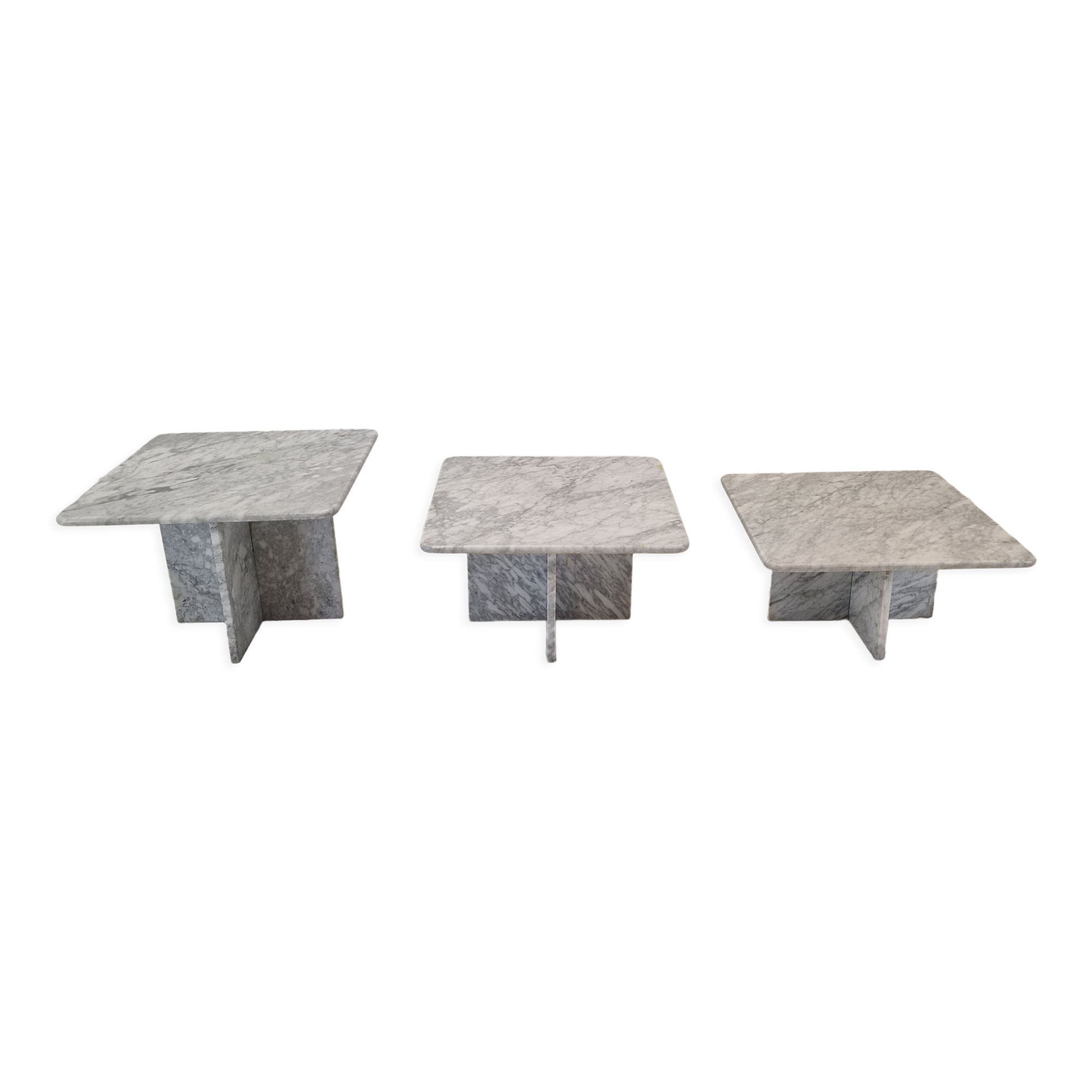 Set of 3 italian marble coffee or side tables, 1970s