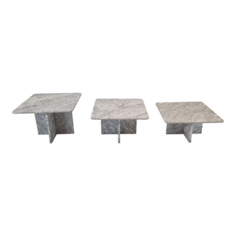 Set of 3 italian marble coffee or side tables, 1970s