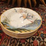 6 Gien France Caribbean Magellan pattern soup plates